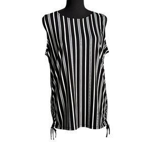 Ann Taylor Factory Sleeveless Blue, Black and White Strip Tank Top